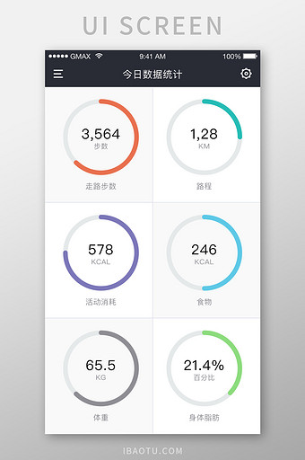 身体健康跑步运动数据统计UI移动界面图片