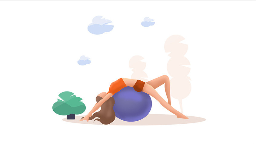 橙色扁平健身瑜伽年轻女士插画gif图片