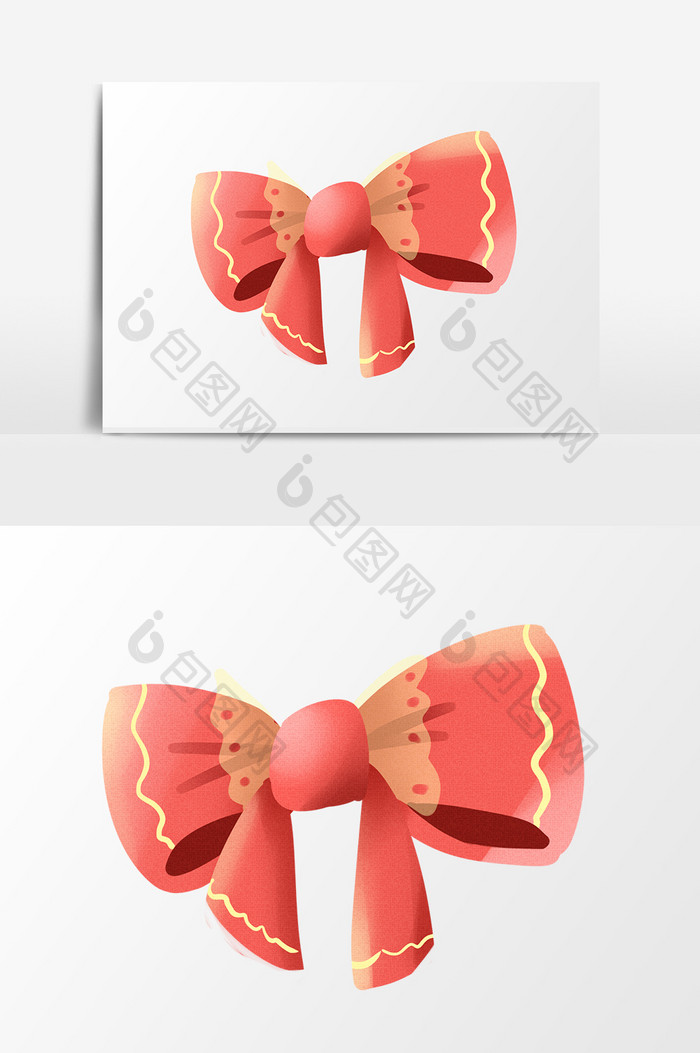 手绘卡通小清新红色蝴蝶结儿童小元素