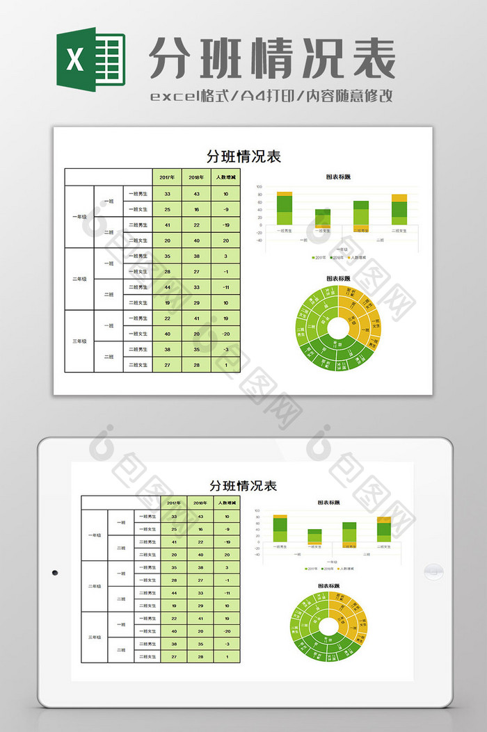 分班情况表excel模板