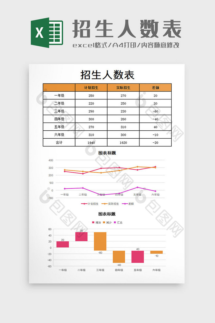 招生人数表excel模板