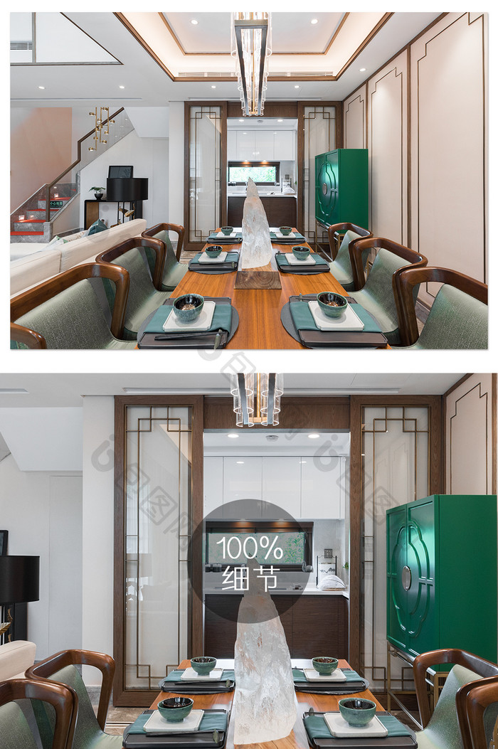 新中式东方韵味地产餐厅摄影图
