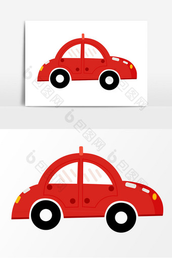 手绘红色汽车元素图片