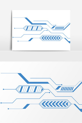 蓝色科技线路底纹元素