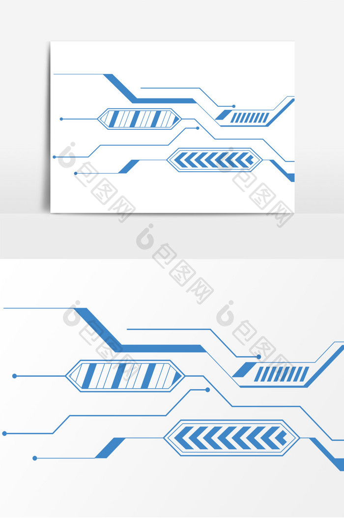 蓝色科技线路底纹元素