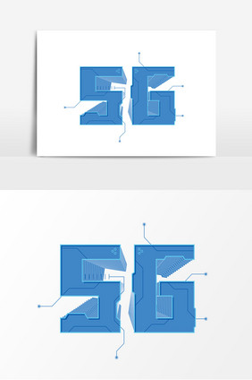 卡通5G通信文字元素