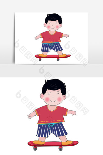 游乐园玩滑板的小男孩图片