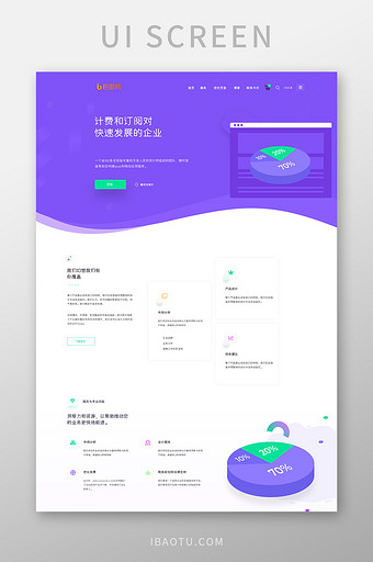 紫色简约科技公司大数据产品详情网页界面图片