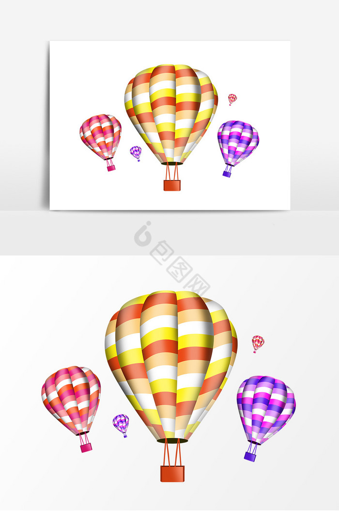 彩色春天漂浮热气球装饰图片