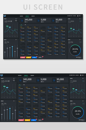深色系统数据可视化界面 物业管理智能家居