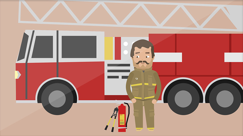 卡通人物消防员扁平化动图图片