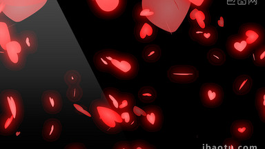6款粒子红色爱心花瓣带通道特效元素素材