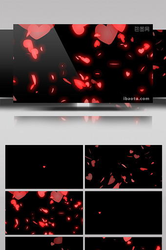 6款粒子红色爱心花瓣带通道特效元素素材图片