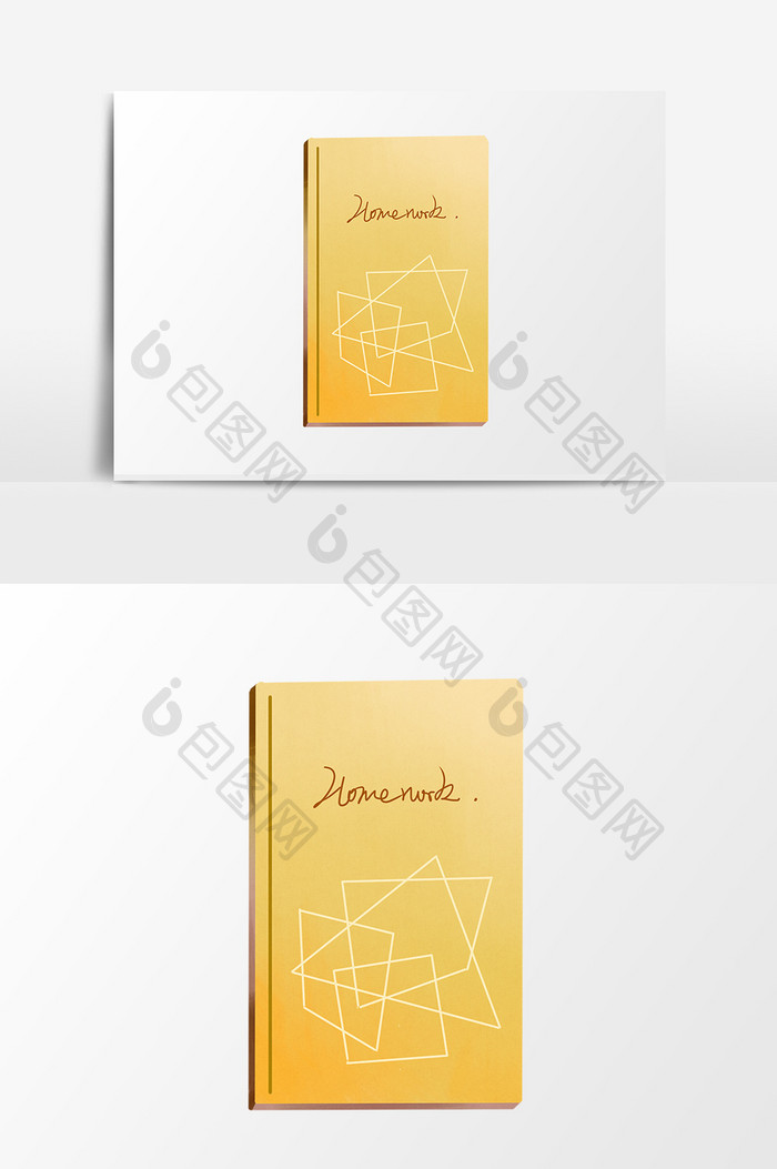 手绘卡通小清新黄色本子儿童节小