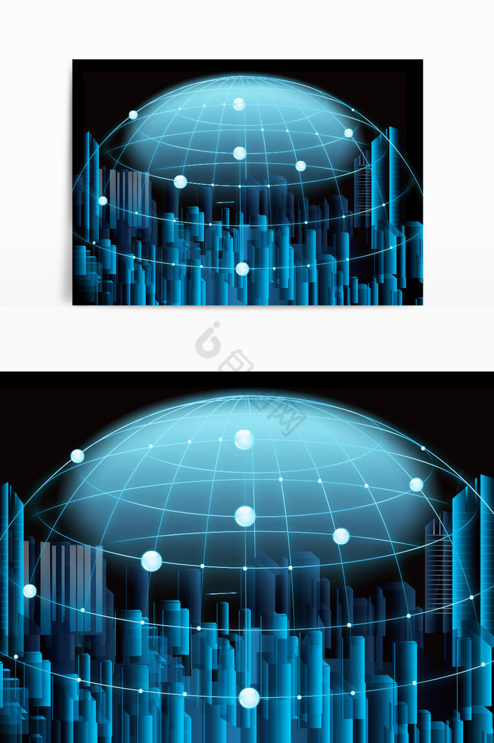 科技感企业城市智能全球覆盖网络图片