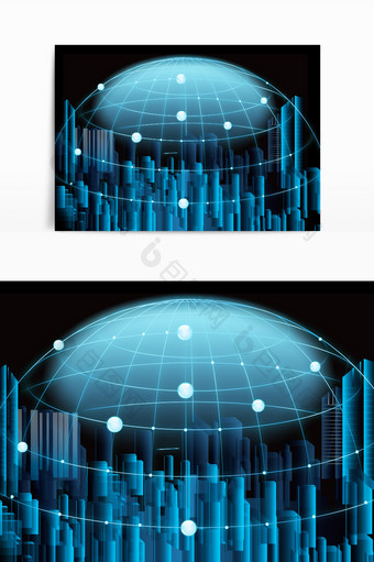 科技感企业商务城市智能全球覆盖网络素材图片
