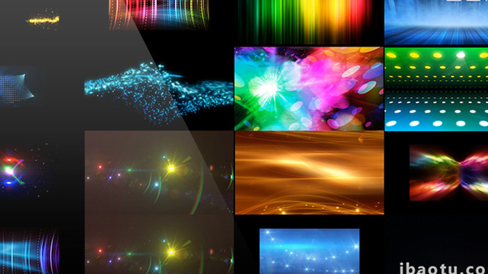 32组缤纷多彩粒子扭曲光线动态素材