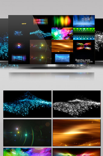 32组缤纷多彩粒子扭曲光线动态素材图片