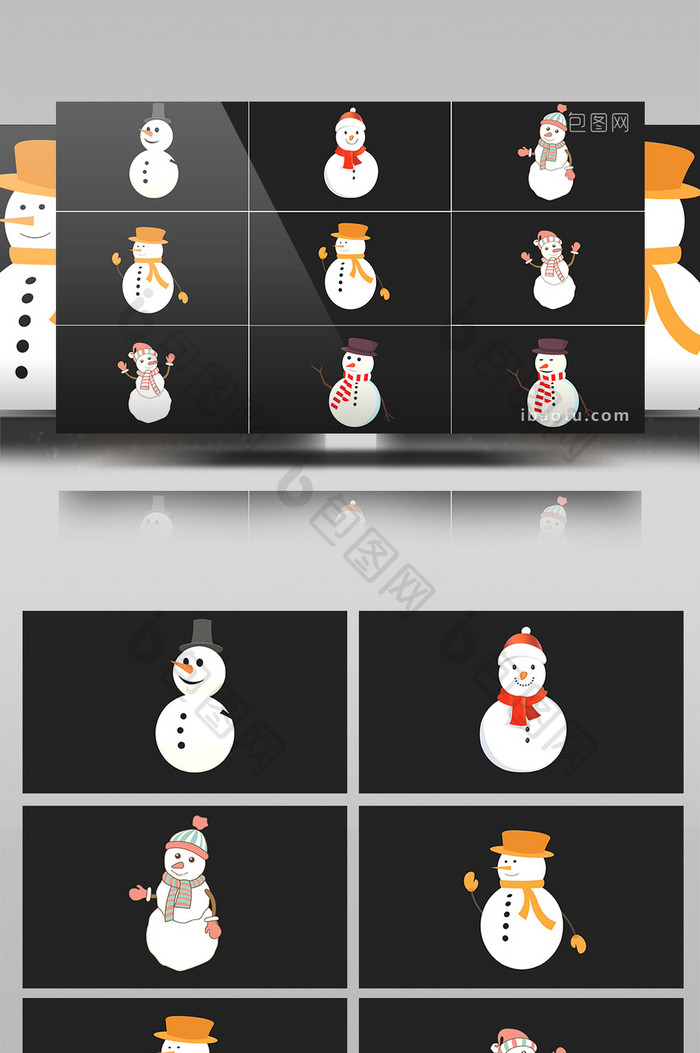 6组带通道圣诞节卡通雪人视频素材