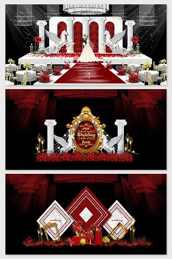 红白欧式婚礼效果图图片