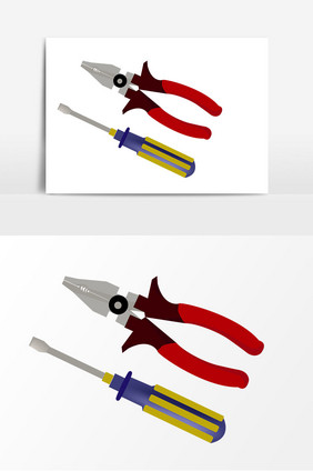 手绘钳子螺丝刀子元素