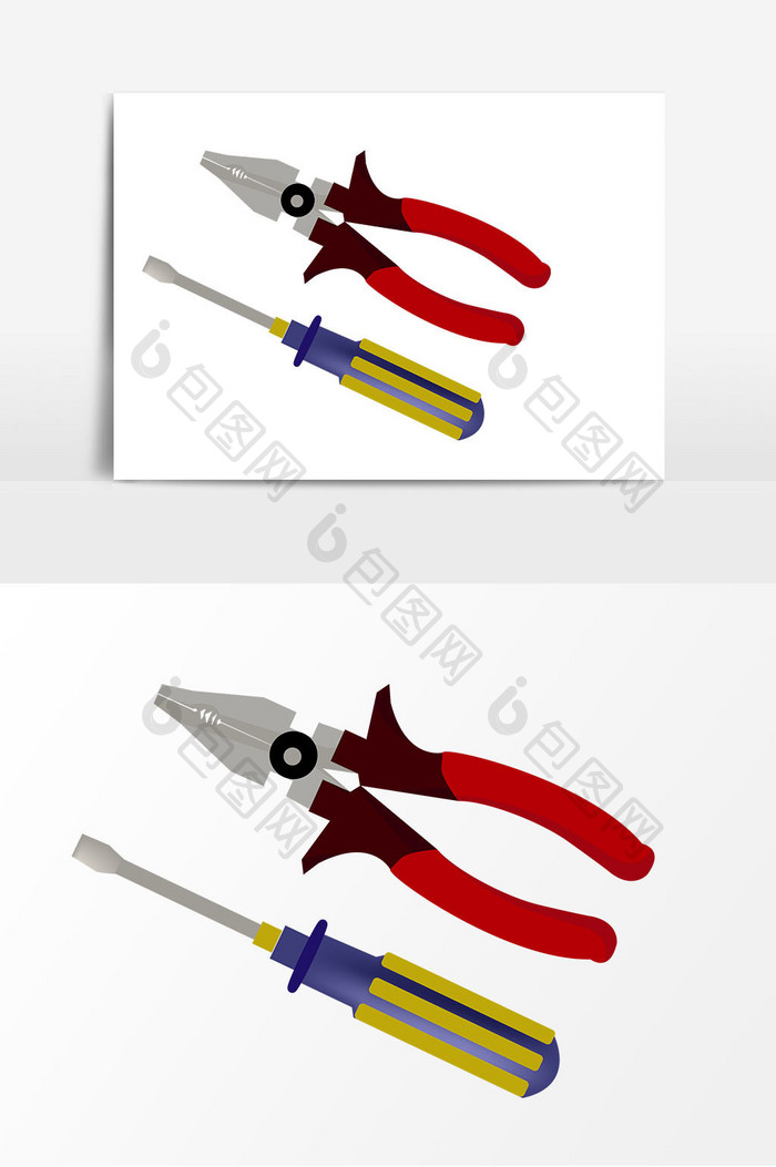 手绘钳子螺丝刀子元素