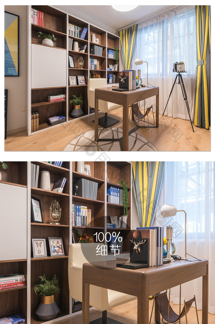 新中式轻奢书房摄影图