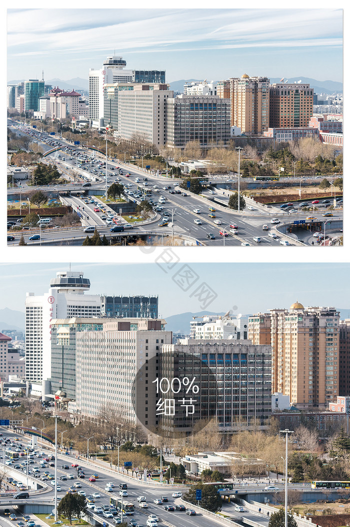 晴天下的北京长安街车流摄影图