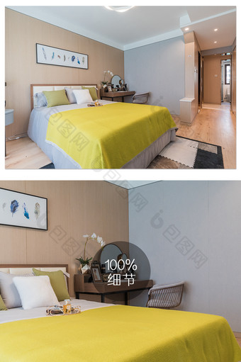 大气典雅的地产卧室摄影图图片