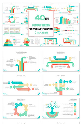 40页多彩箭头信息可视化PPT图表