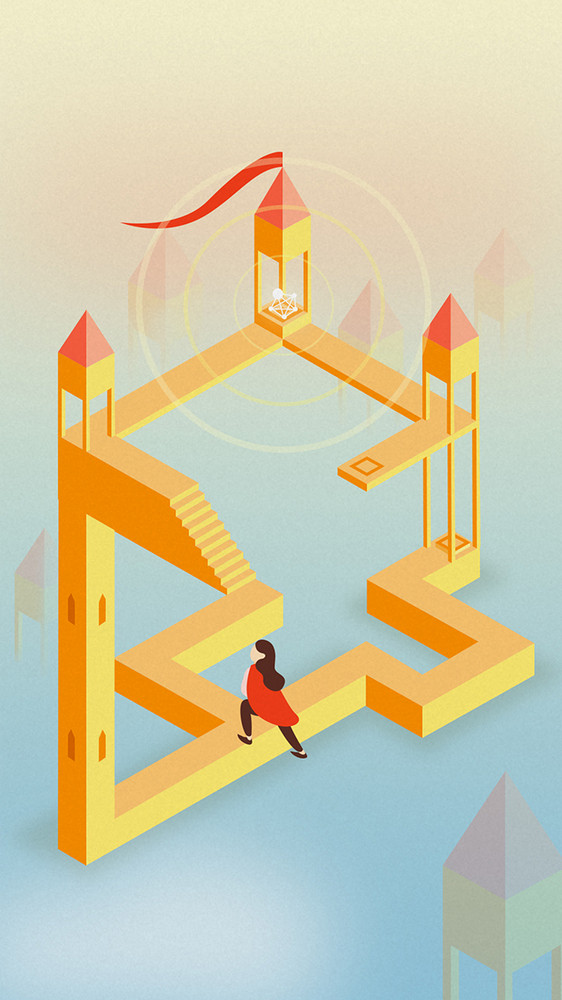 25d纪念碑谷矛盾建筑向前看gif插画