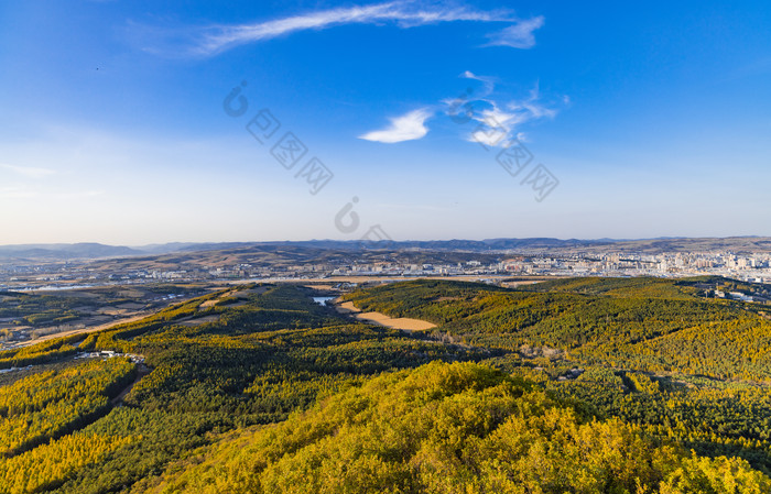 中国吉林延吉帽儿山国家森林公园秋季景观