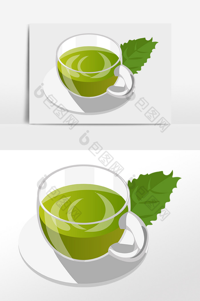 绿茶茶杯插画图片图片