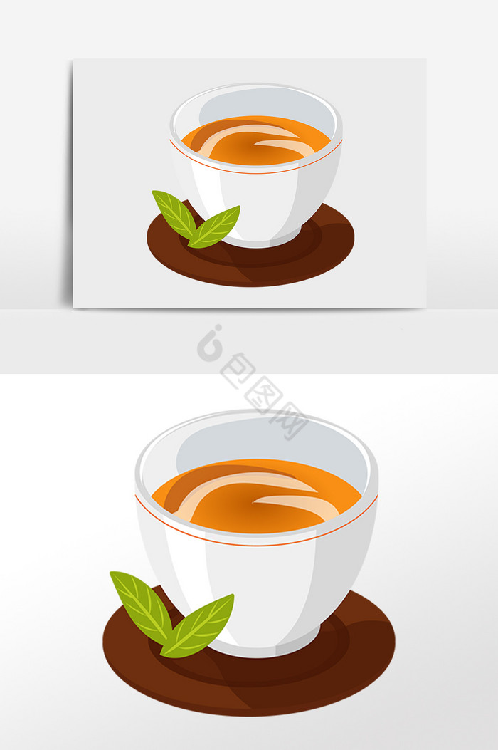 圆形茶杯插画图片