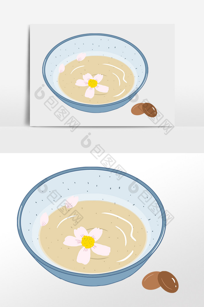 粉色花朵茶杯插画