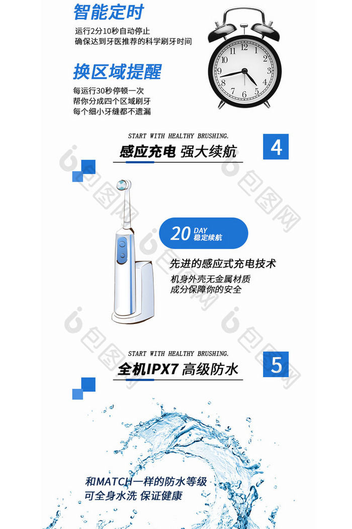 家居用品电动牙刷详情页设计模板