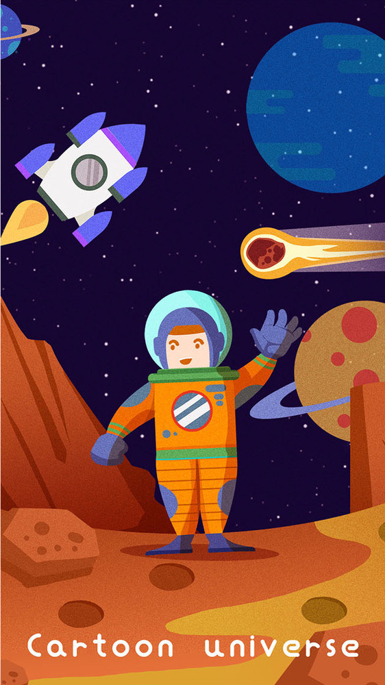 宇航员星球探险海报设计gif插画