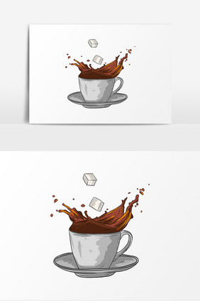 下午茶咖啡卡通创意元素