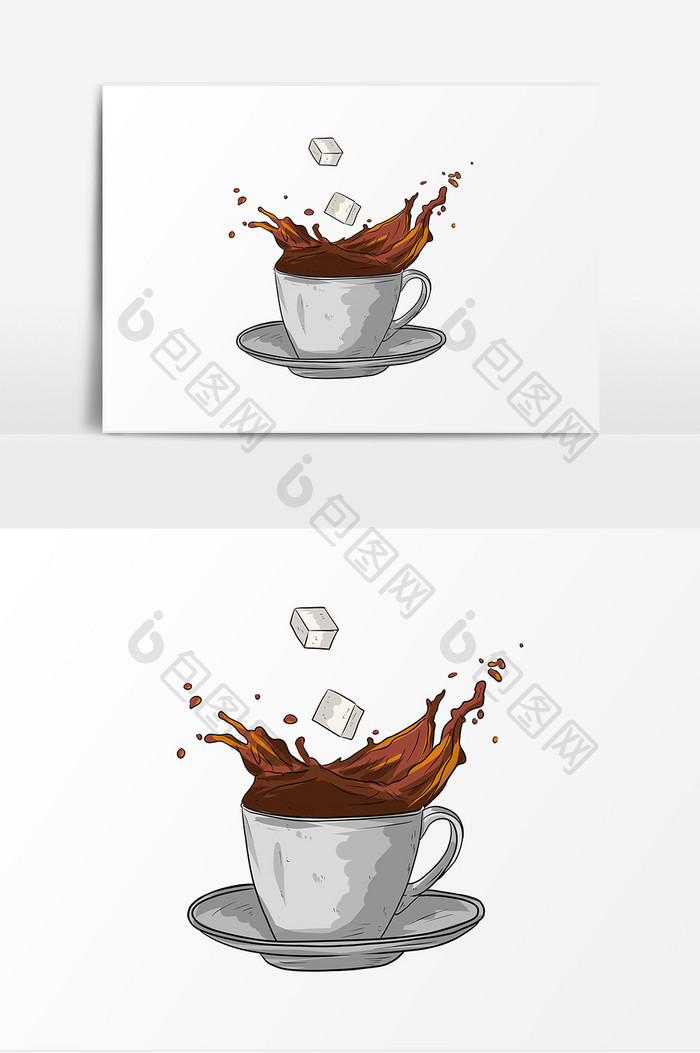 下午茶咖啡卡通创意元素
