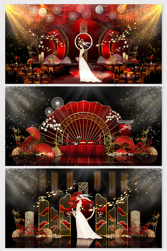 时尚大气轻奢华红色中式婚礼效果图图片图片