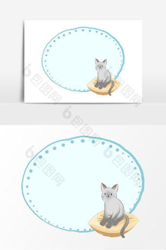 动物猫咪坐气泡边框元素图片