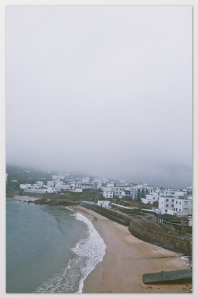 花鸟岛俯瞰海边海岸线摄影图片