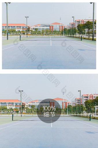空旷的网球场摄影图片