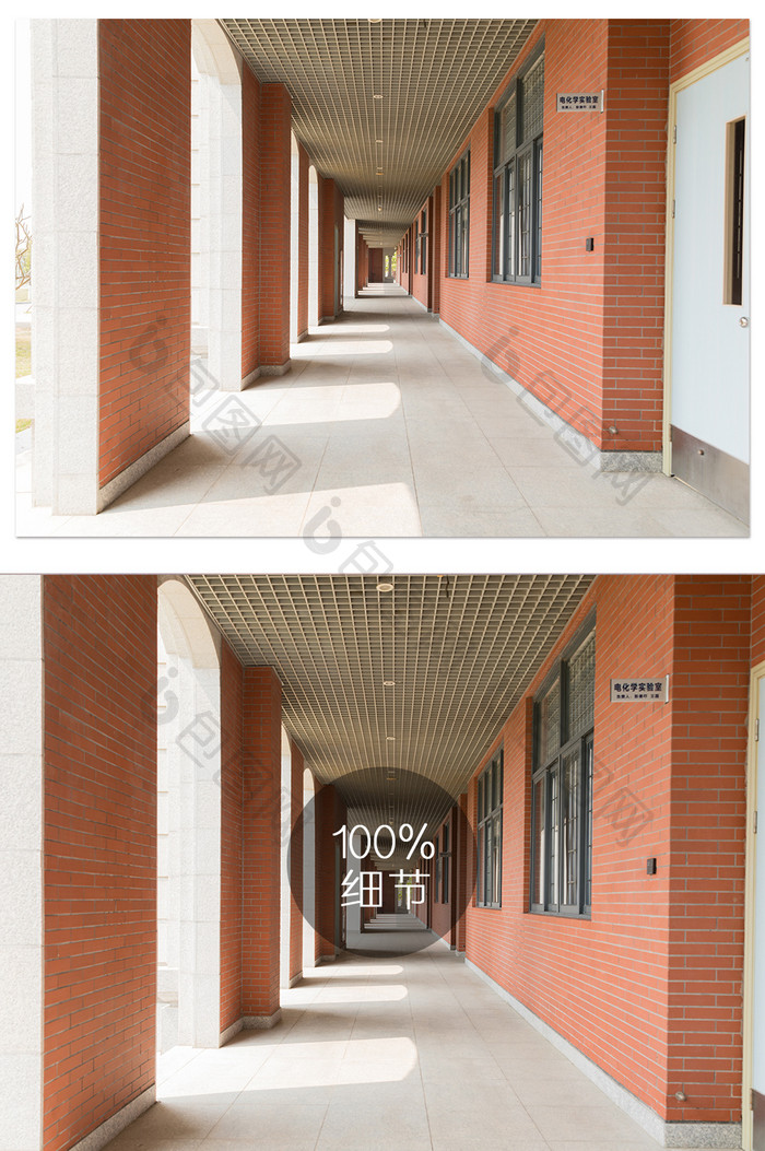 安静学校教学楼走廊摄影图片