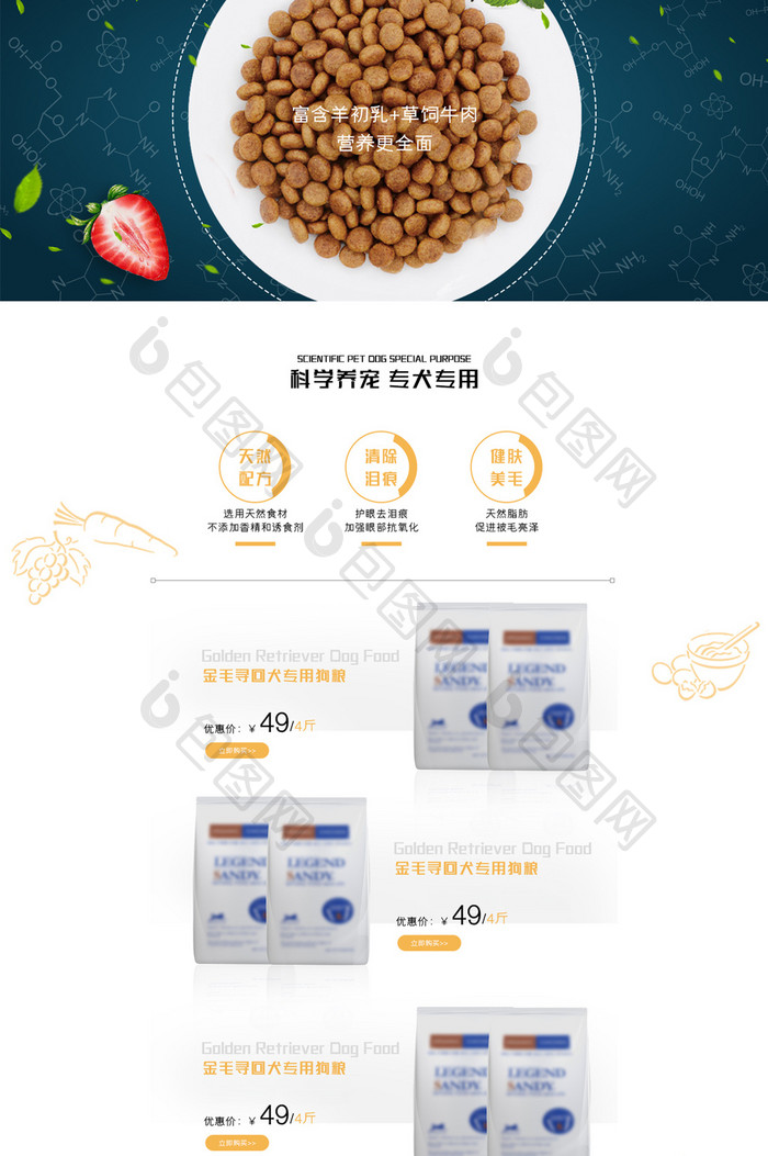 宠物用品猫粮狗粮psd电商首页模板设计