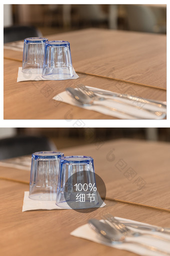 餐厅桌面杯子特写摄影图片
