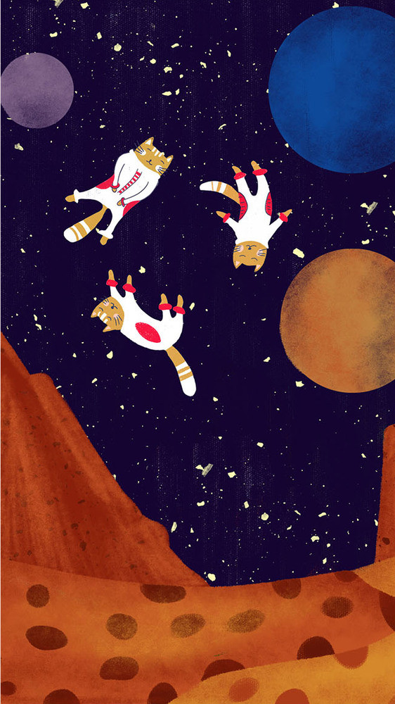 宇航员宇宙飞行宇宙猫gif插画