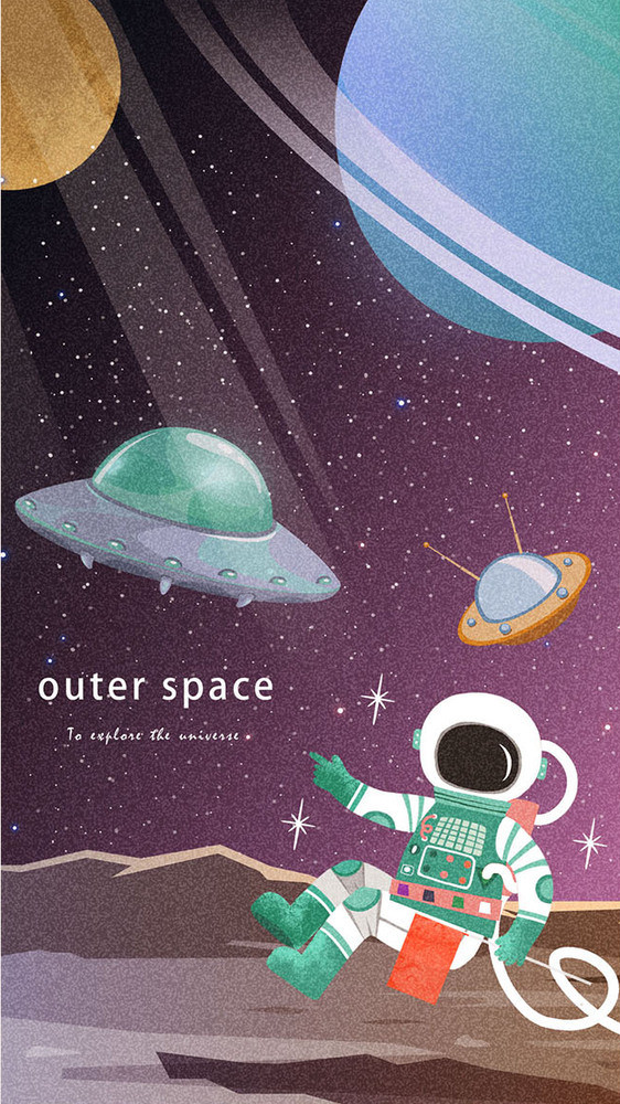 卡通宇航员外太空科技宇宙概念gif插画图片