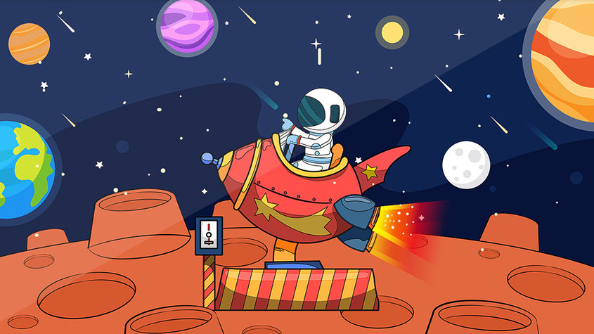 太空宇宙飞船科技概念手绘gif插画