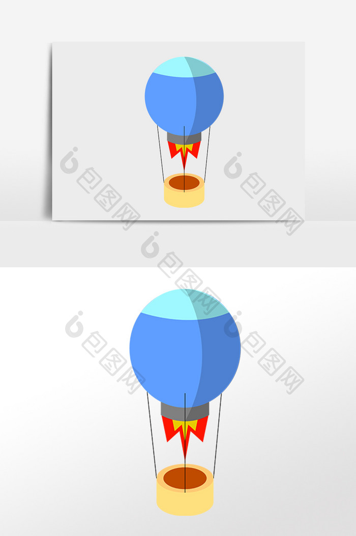 手绘卡通交通工具蓝色氢气球插画